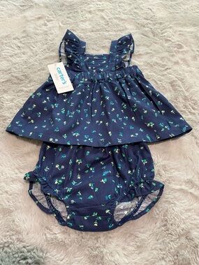 Carter's  2 piece Navy Floral Dress & Matching Bloomer Set